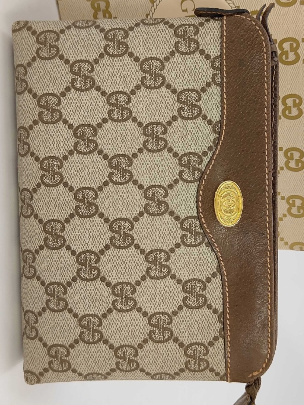 Gucci Vintage GG Supreme Accessory Collection Dual Zip Clutch Pouch